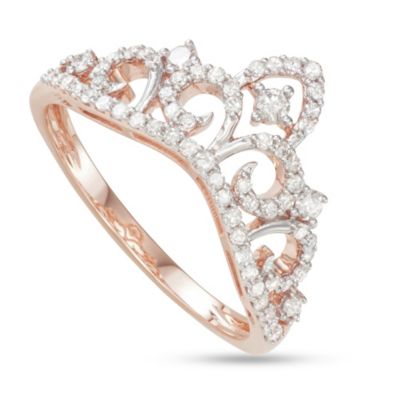 MyDiamondBox 3/8 CTTW Diamond Tiara Ring in Two-Tone 10K Gold, 5