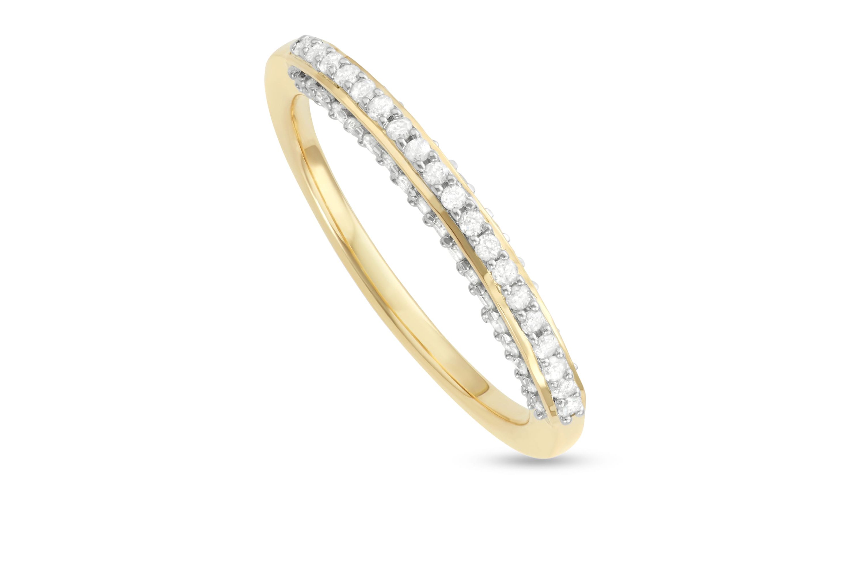 1/3 CTTW White Diamond Band in Yellow Gold Plated Sterling Silver