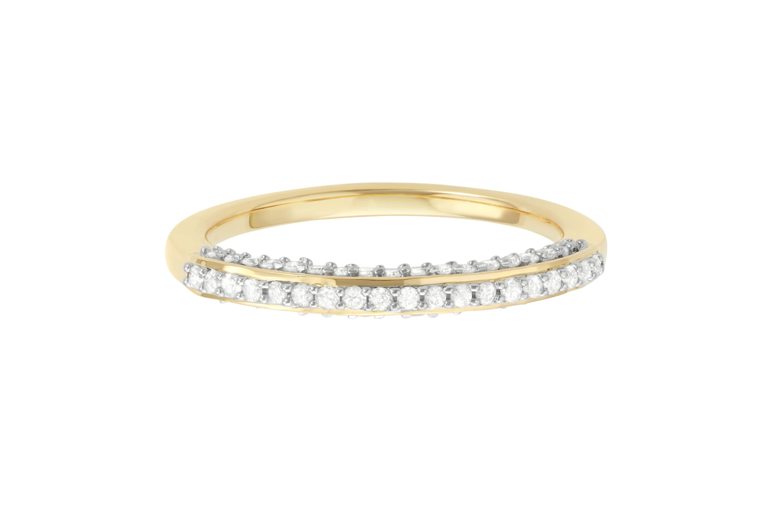 1/3 CTTW White Diamond Band in Yellow Gold Plated Sterling Silver