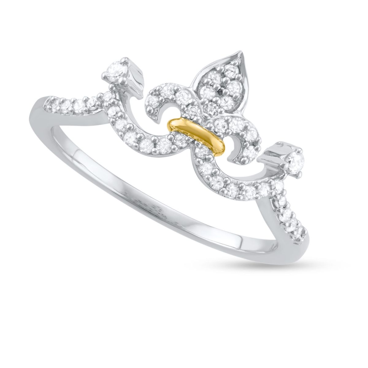 1/5 CTTW Diamond Tiara Crown Ring in Rhodium Plated Sterling Silver