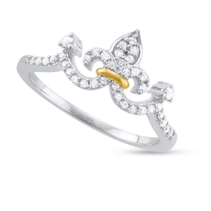 1/5 CTTW Diamond Tiara Crown Ring in Rhodium Plated Sterling Silver
