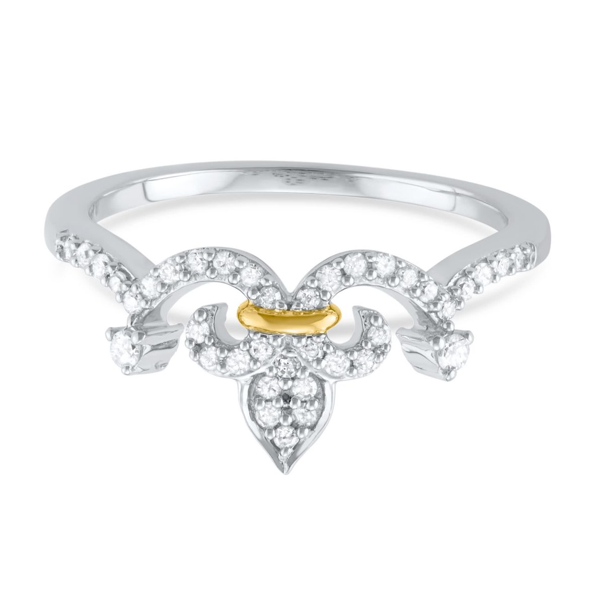 1/5 CTTW Diamond Tiara Crown Ring in Rhodium Plated Sterling Silver
