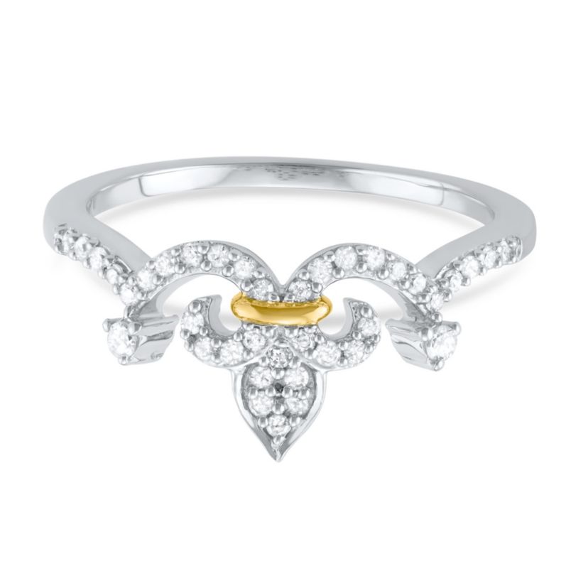 1/5 CTTW Diamond Tiara Crown Ring in Rhodium Plated Sterling Silver