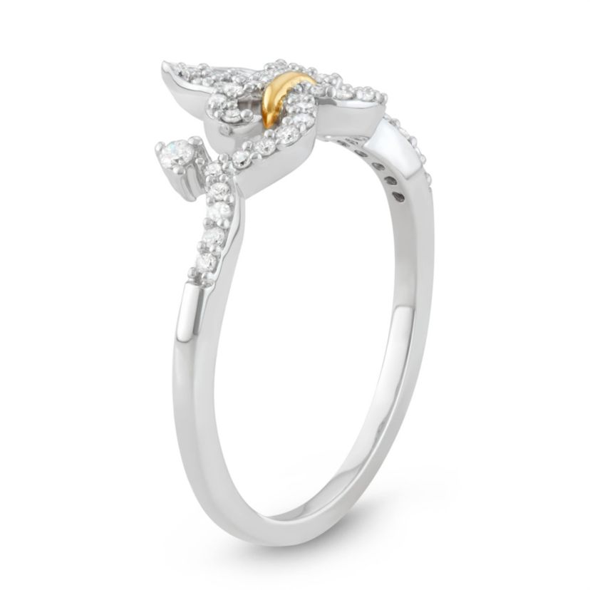 1/5 CTTW Diamond Tiara Crown Ring in Rhodium Plated Sterling Silver