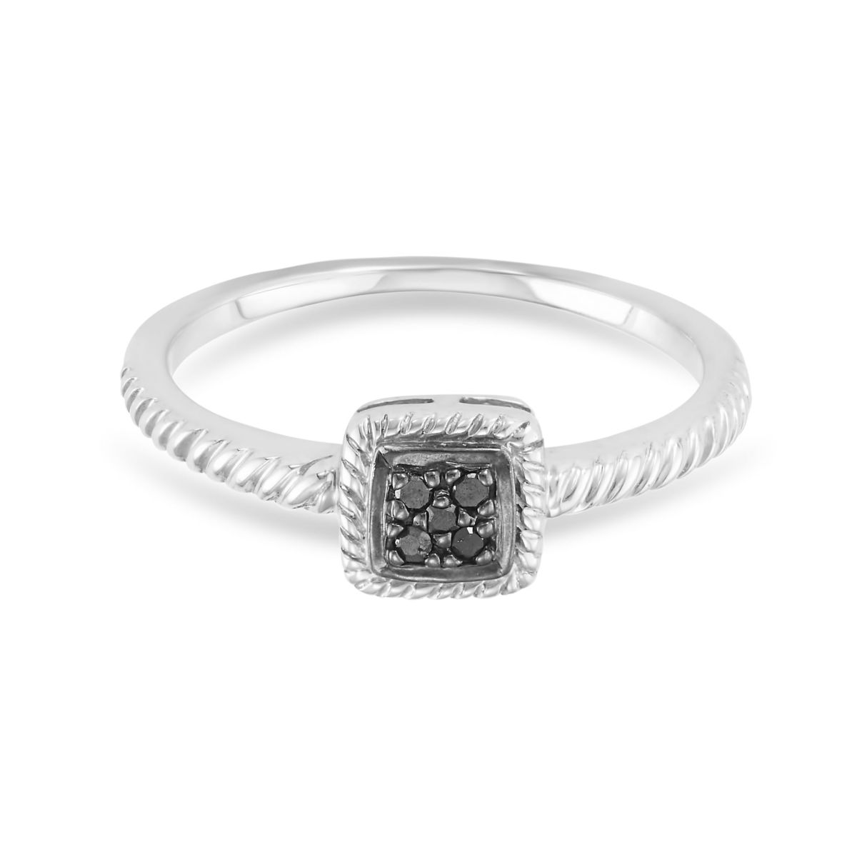 0.05 CTTW Black Diamond Rope Design Ring in Sterling Silver