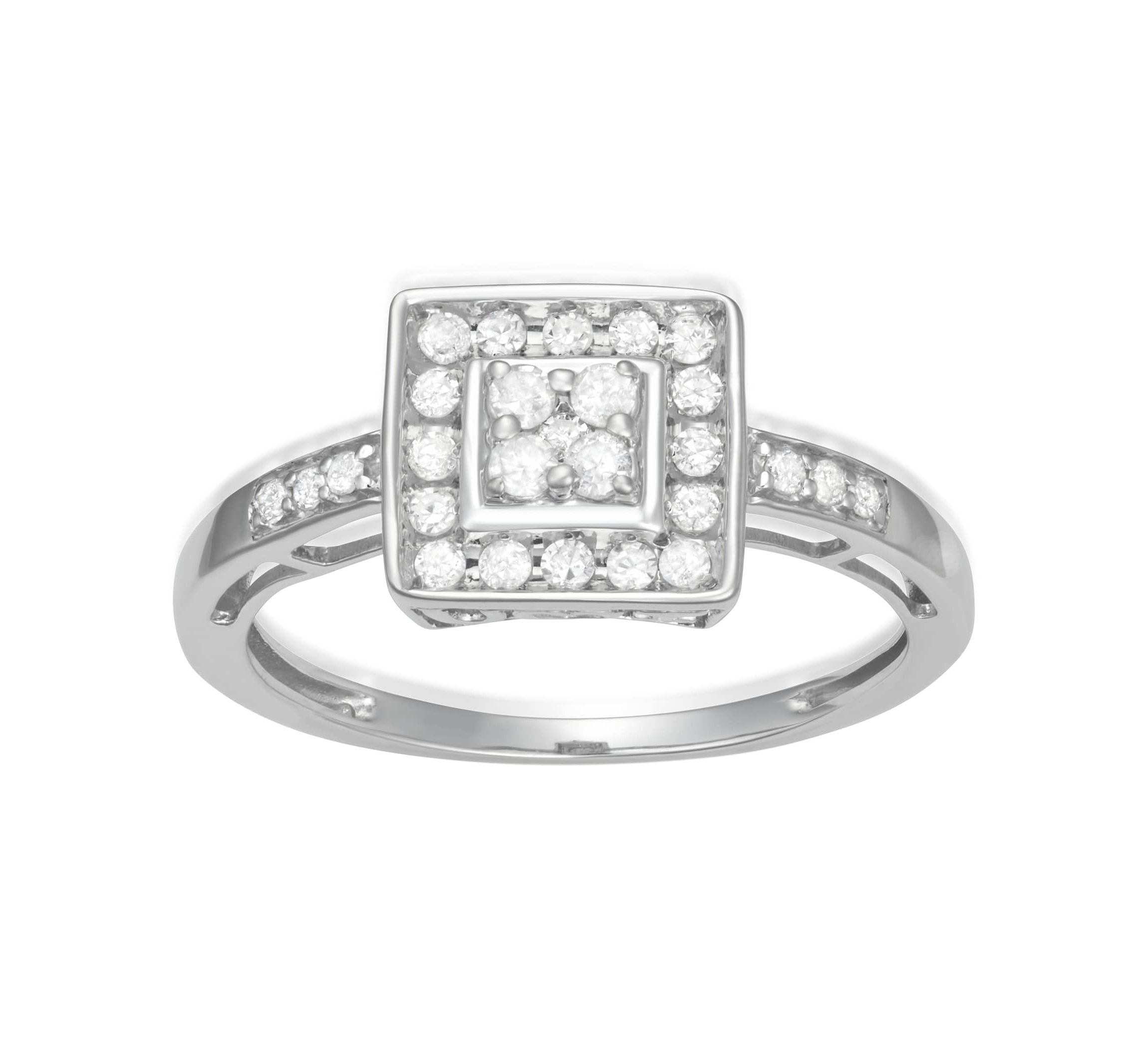 0.33 CTTW Diamond Right hand ring in Rhosium Plated Sterling Silver