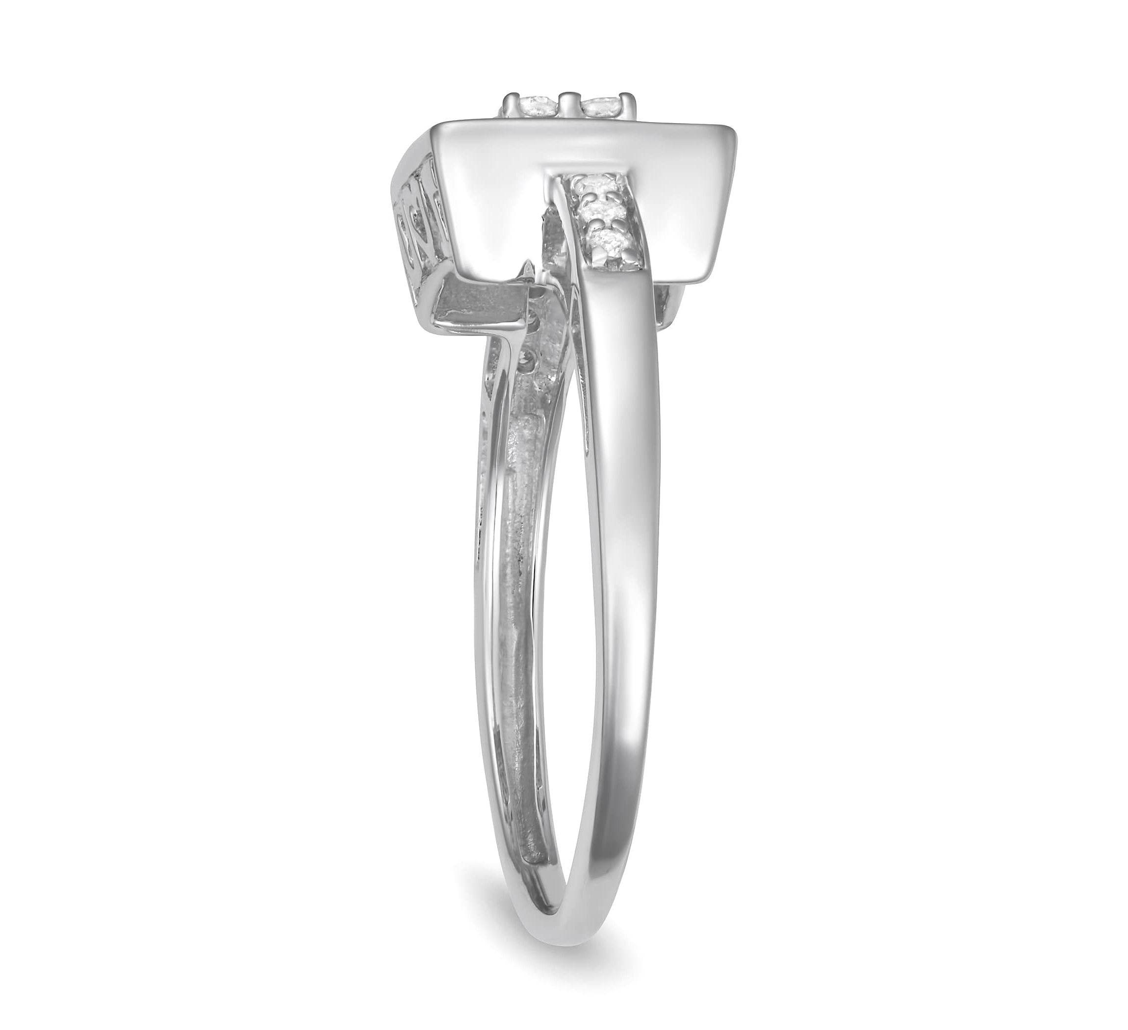0.33 CTTW Diamond Right hand ring in Rhosium Plated Sterling Silver