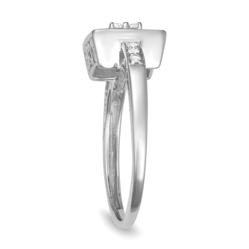 0.33 CTTW Diamond Right hand ring in Rhosium Plated Sterling Silver
