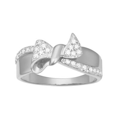 MyDiamondBox 0.16CTTW Diamond Bow Ring in Rose Gold Plated Sterling Silver, 10