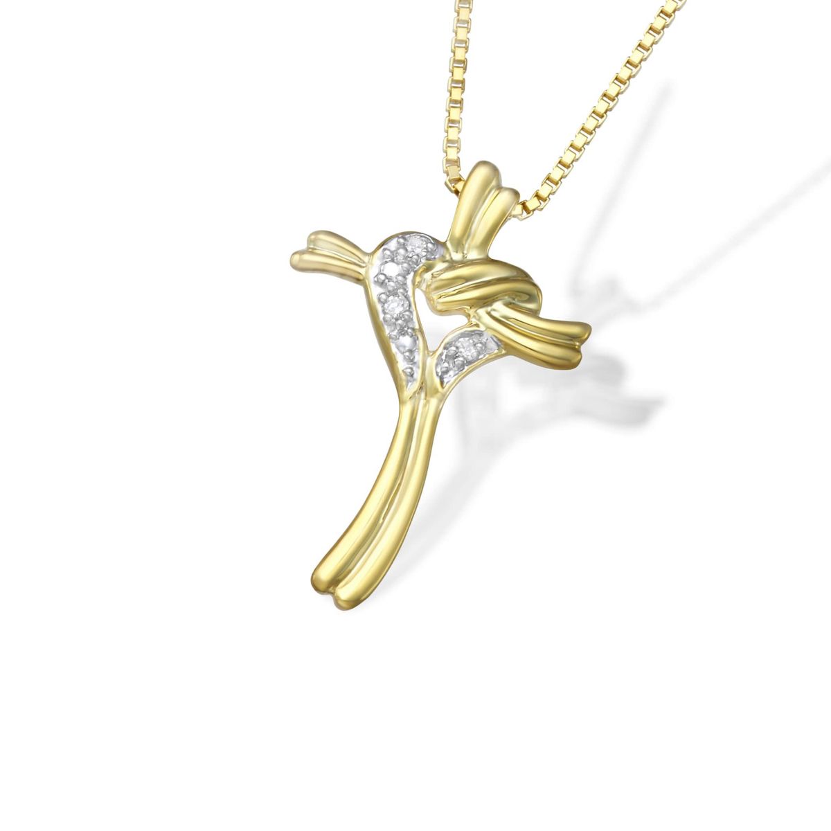 0.02CTTW Diamond Cross Pendant Yellow Gold Plated Over Sterling Silver