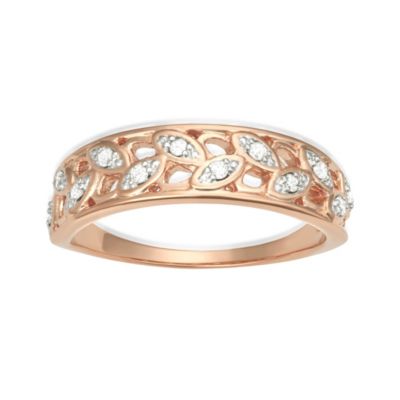 MyDiamondBox 0.12CTTW Diamond Ring in Rose Gold Plated Sterling Silver, 10