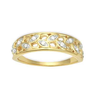 MyDiamondBox 0.12CTTW Diamond Ring in Rose Gold Plated Sterling Silver, Yellow, 10