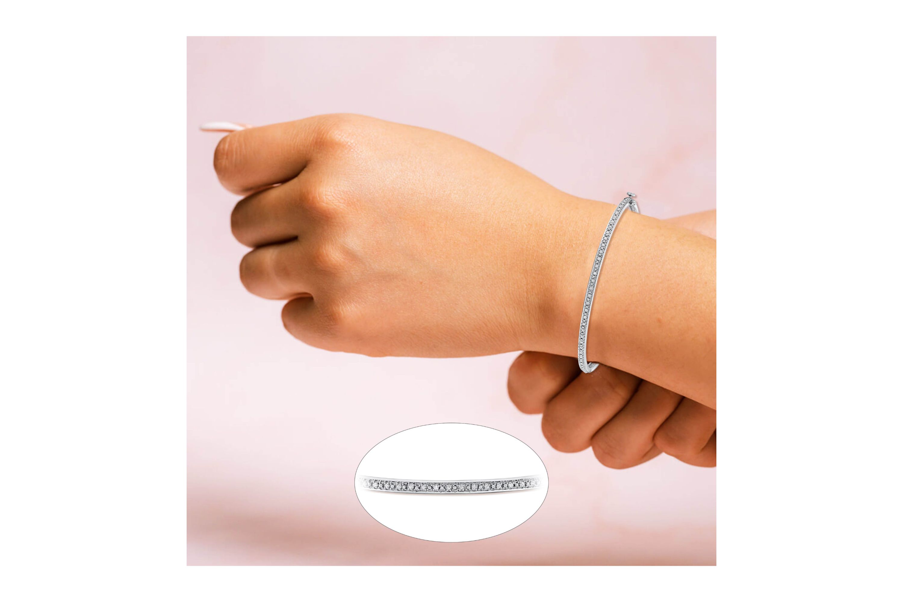 1/2 CTTW Diamond Eternity Bangle in Sterling Silver