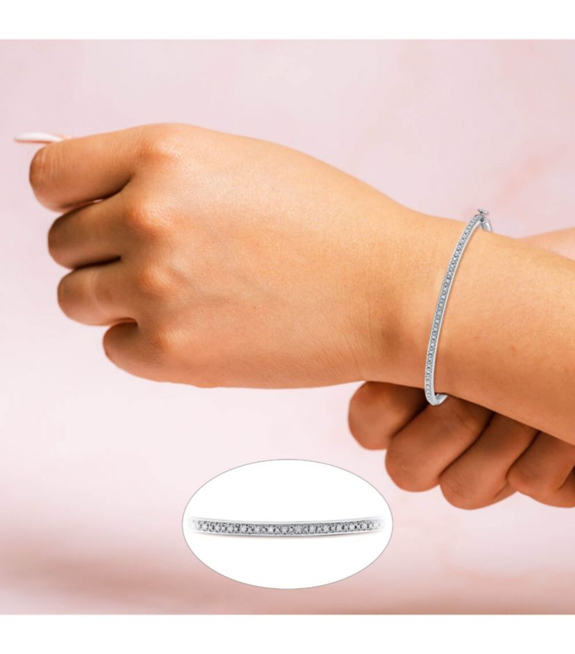 1/2 CTTW Diamond Eternity Bangle in Sterling Silver