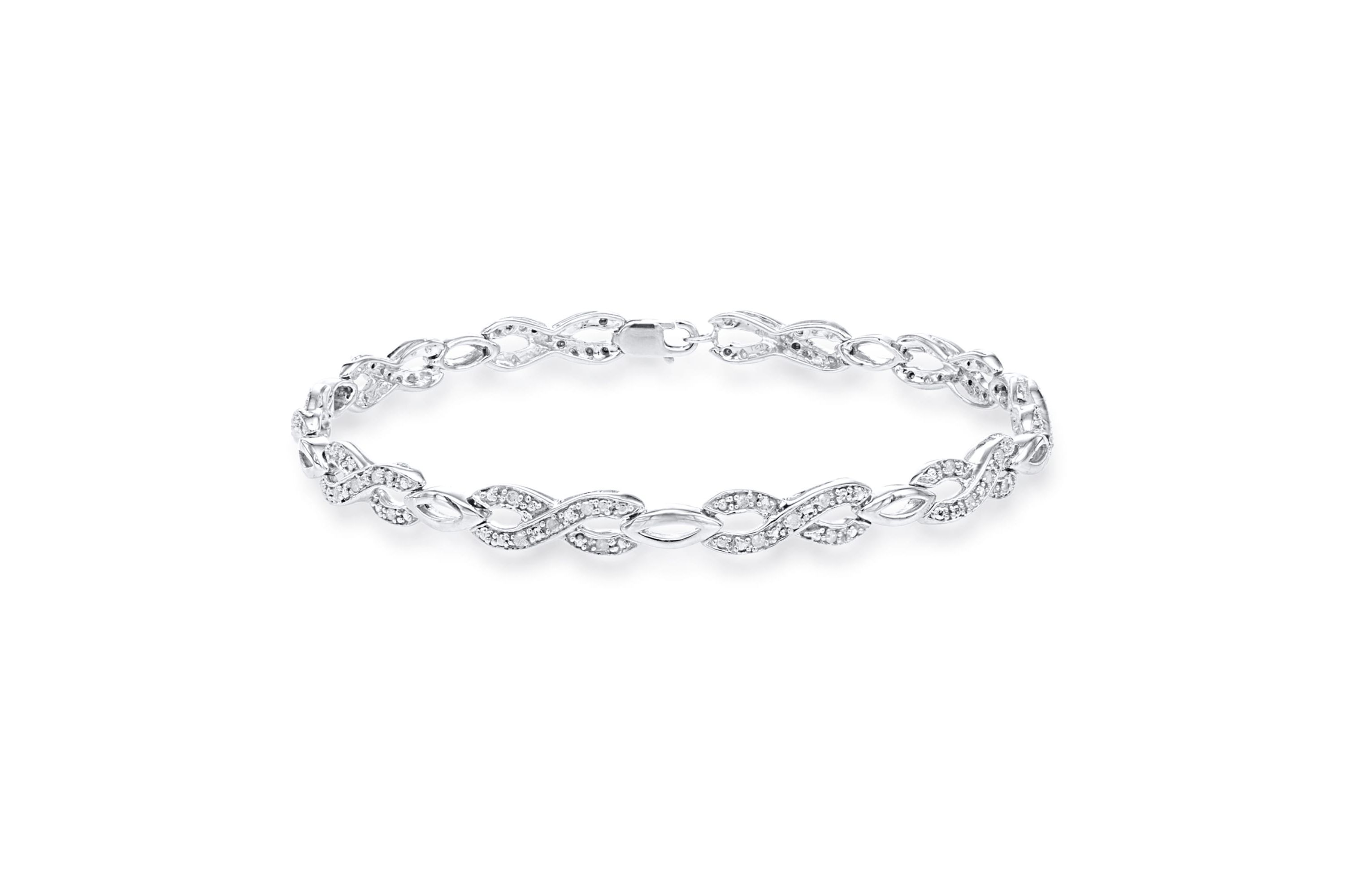 1/3 CTTW Diamond infinity Bracelet in Rhodium Plated Sterling Silver