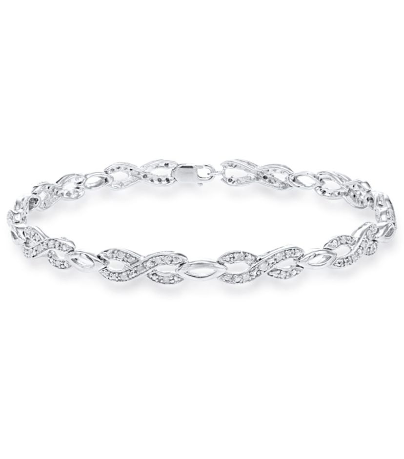 1/3 CTTW Diamond infinity Bracelet in Rhodium Plated Sterling Silver