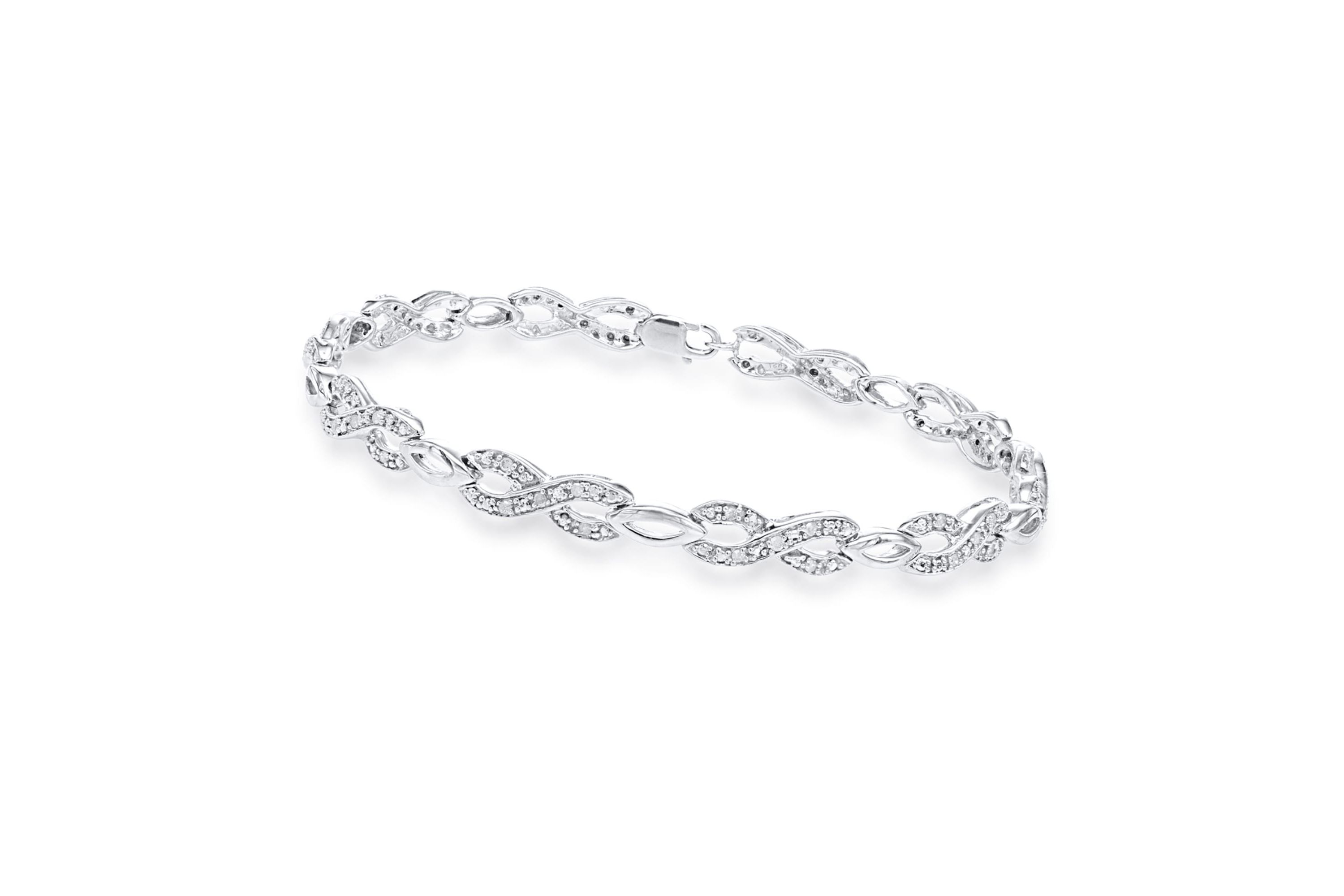 1/3 CTTW Diamond infinity Bracelet in Rhodium Plated Sterling Silver