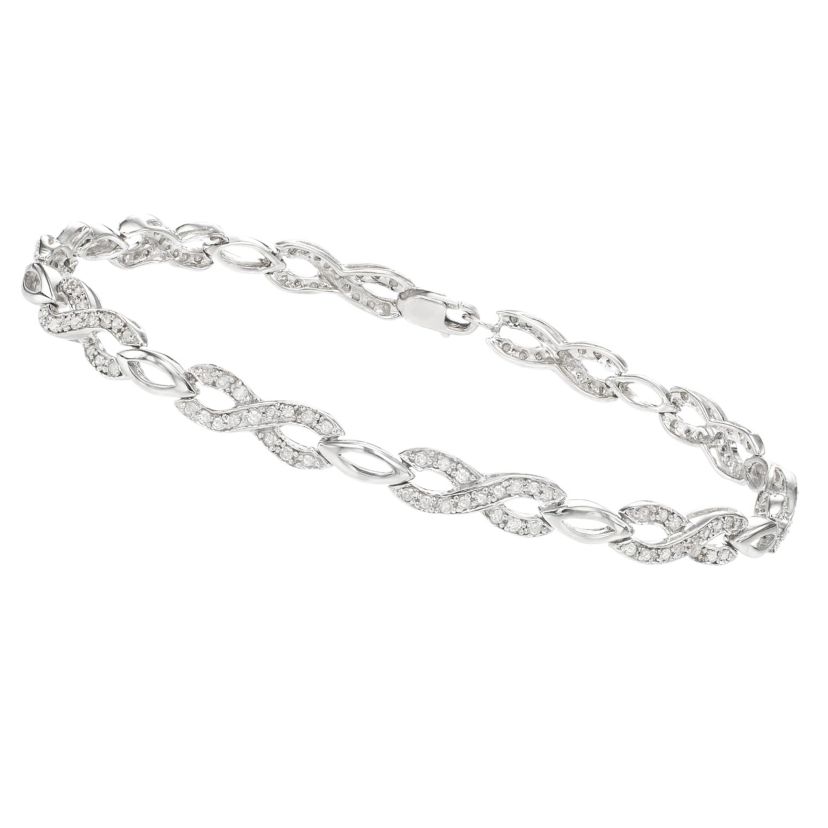 3/4 CTTW White Diamond infinity Bracelet in Sterling Silver