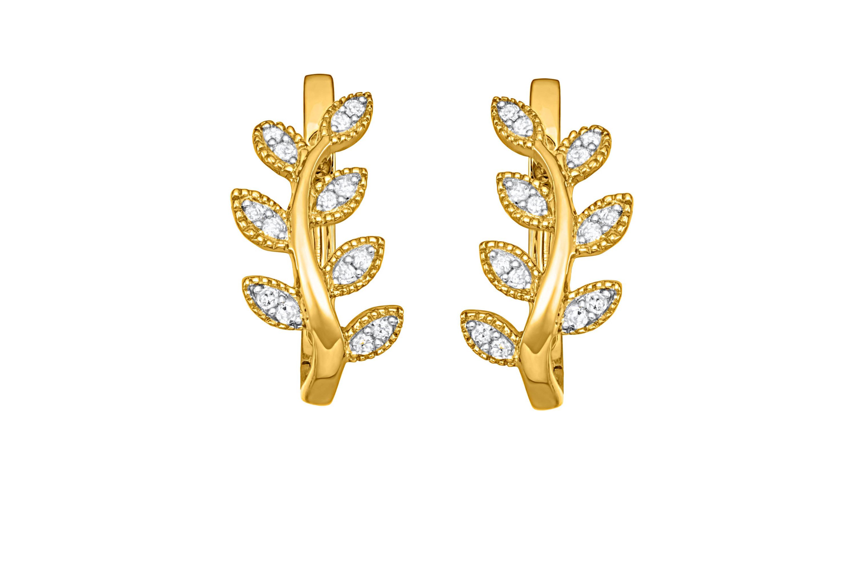 1/3 CTTW Leaf Shape Studs with Yellow Gold Plated Sterling Silver