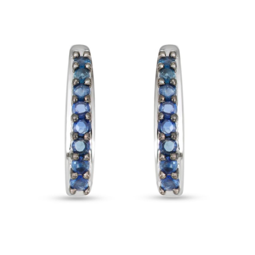 1/4 CTTW Sapphire J Hoop Earring in Sterling Silver
