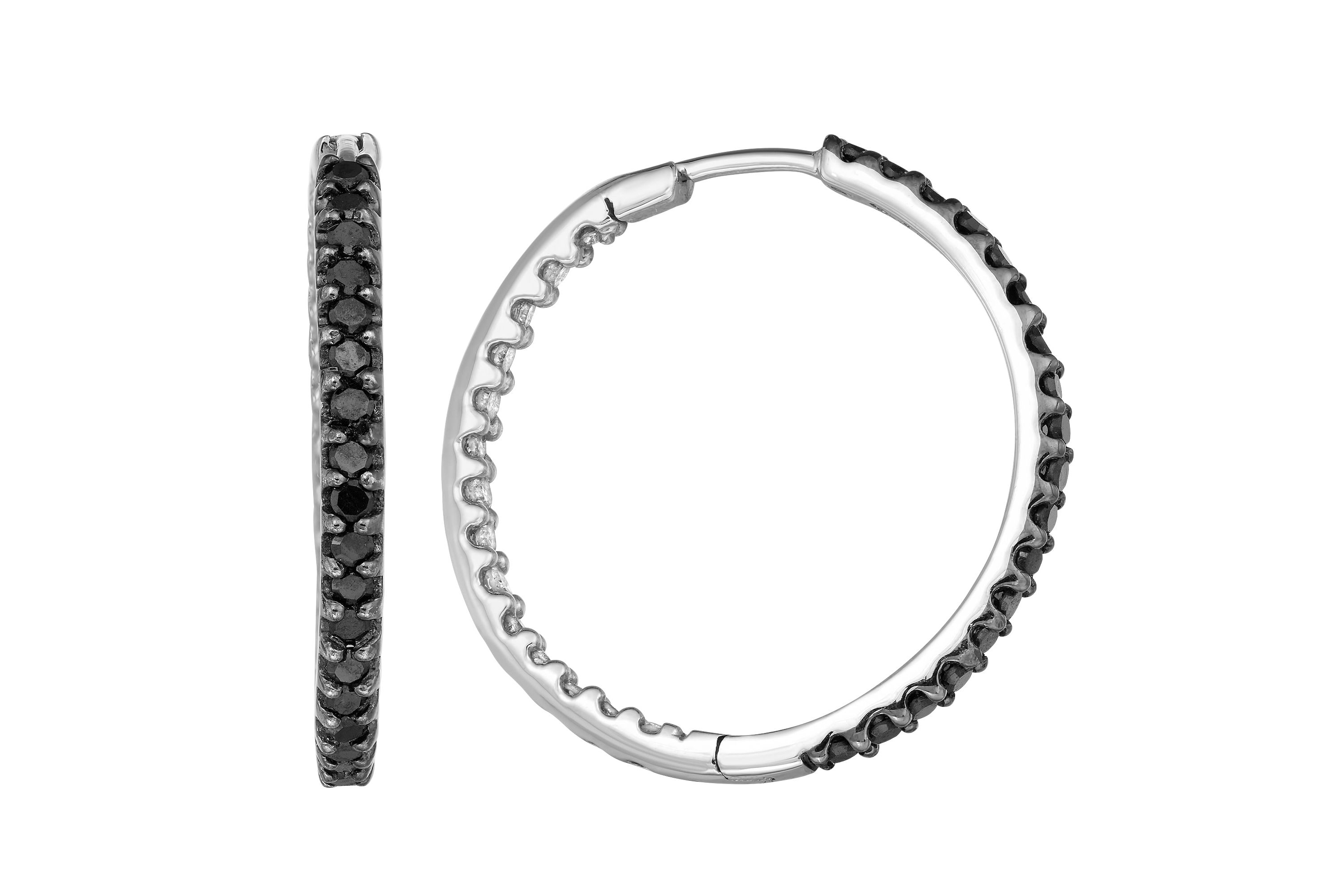 1/2 CTTW 10KW inside-Out Black Diamond Hoops Earring