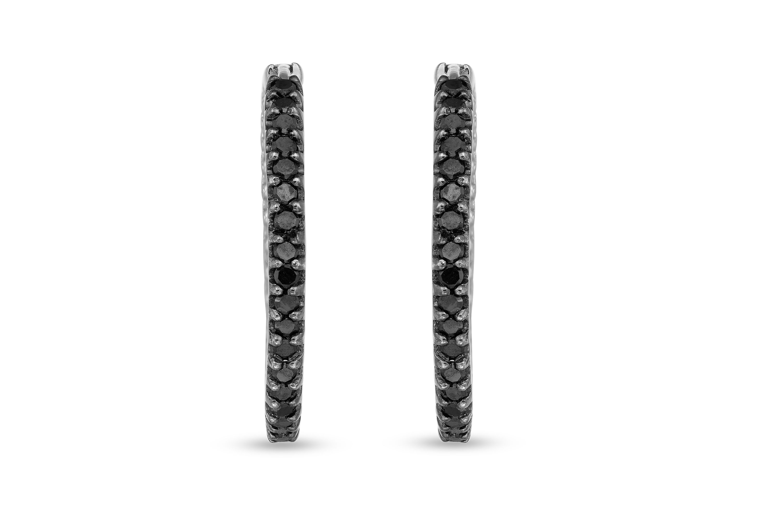 1/2 CTTW 10KW inside-Out Black Diamond Hoops Earring