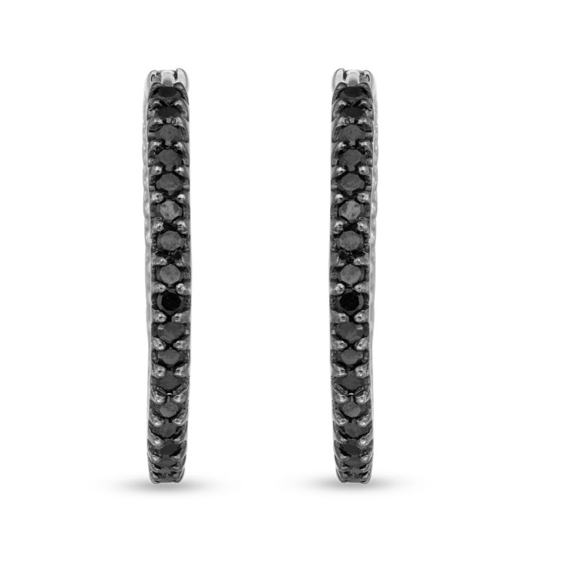 1/2 CTTW 10KW inside-Out Black Diamond Hoops Earring