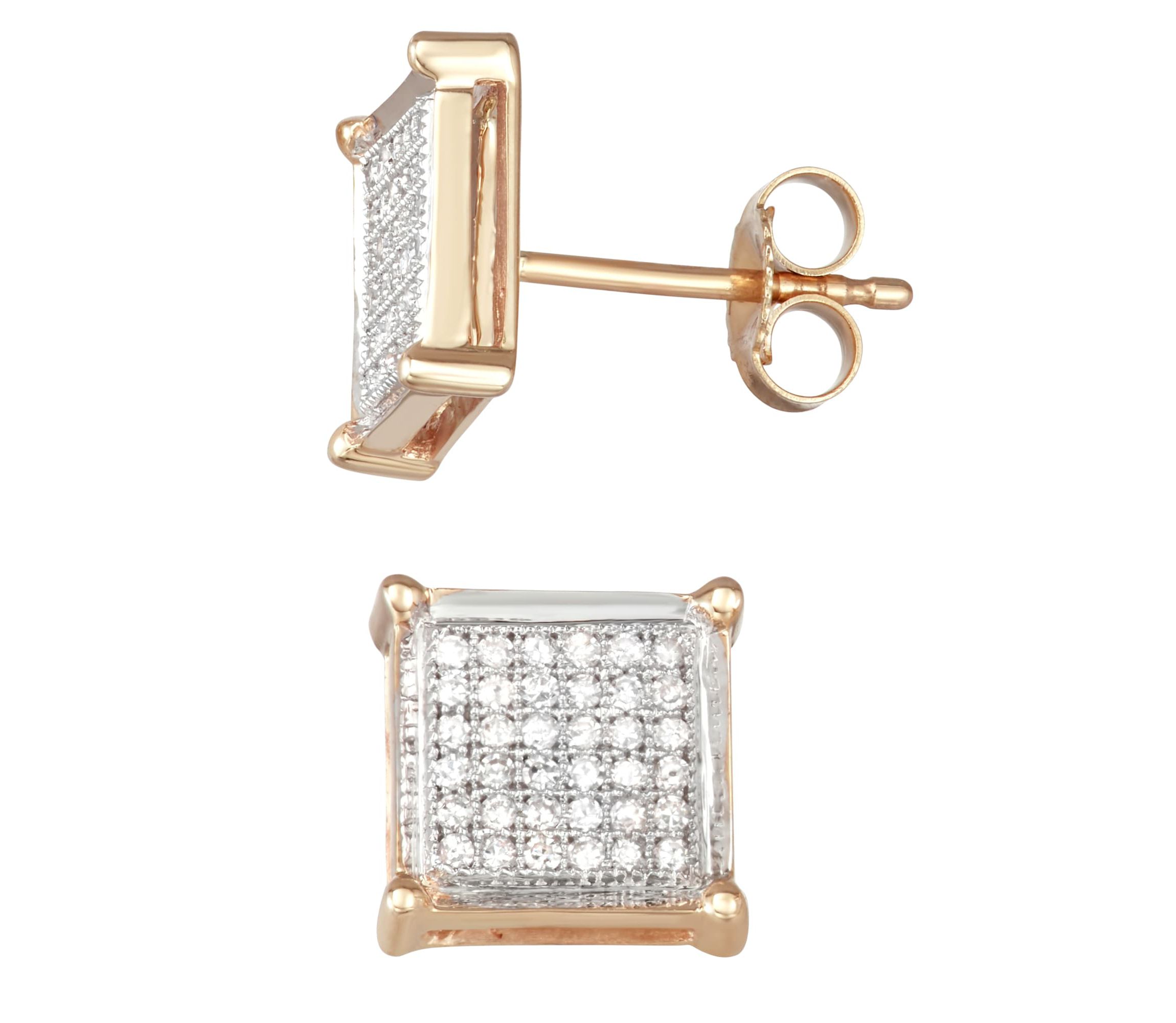 1/4 CTTW Diamond Square Shape Stud Earrings in 10KY