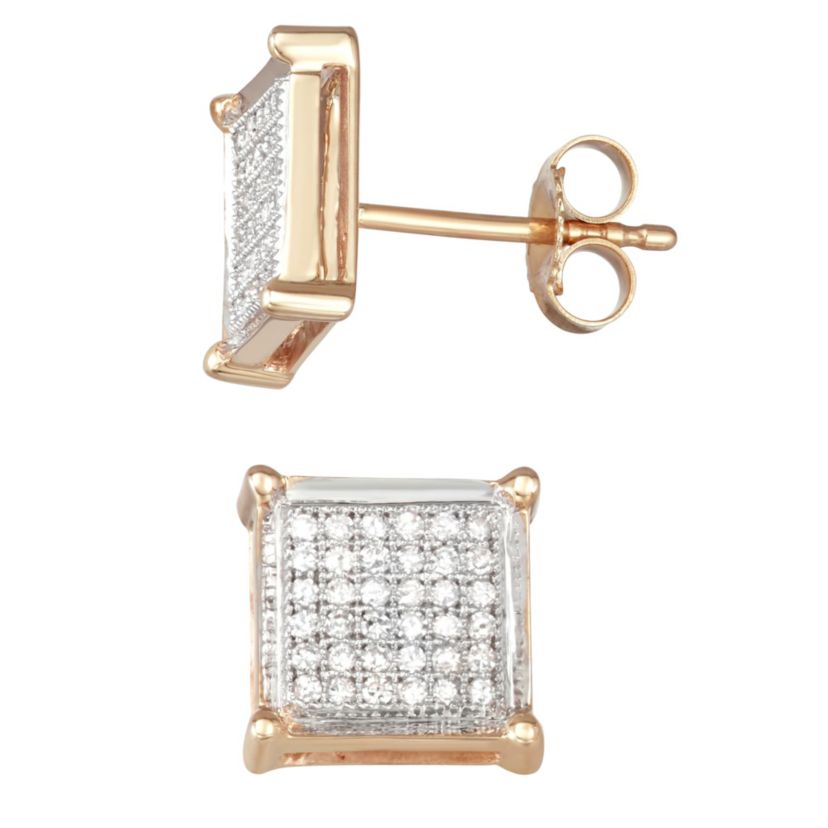 1/4 CTTW Diamond Square Shape Stud Earrings in 10KY