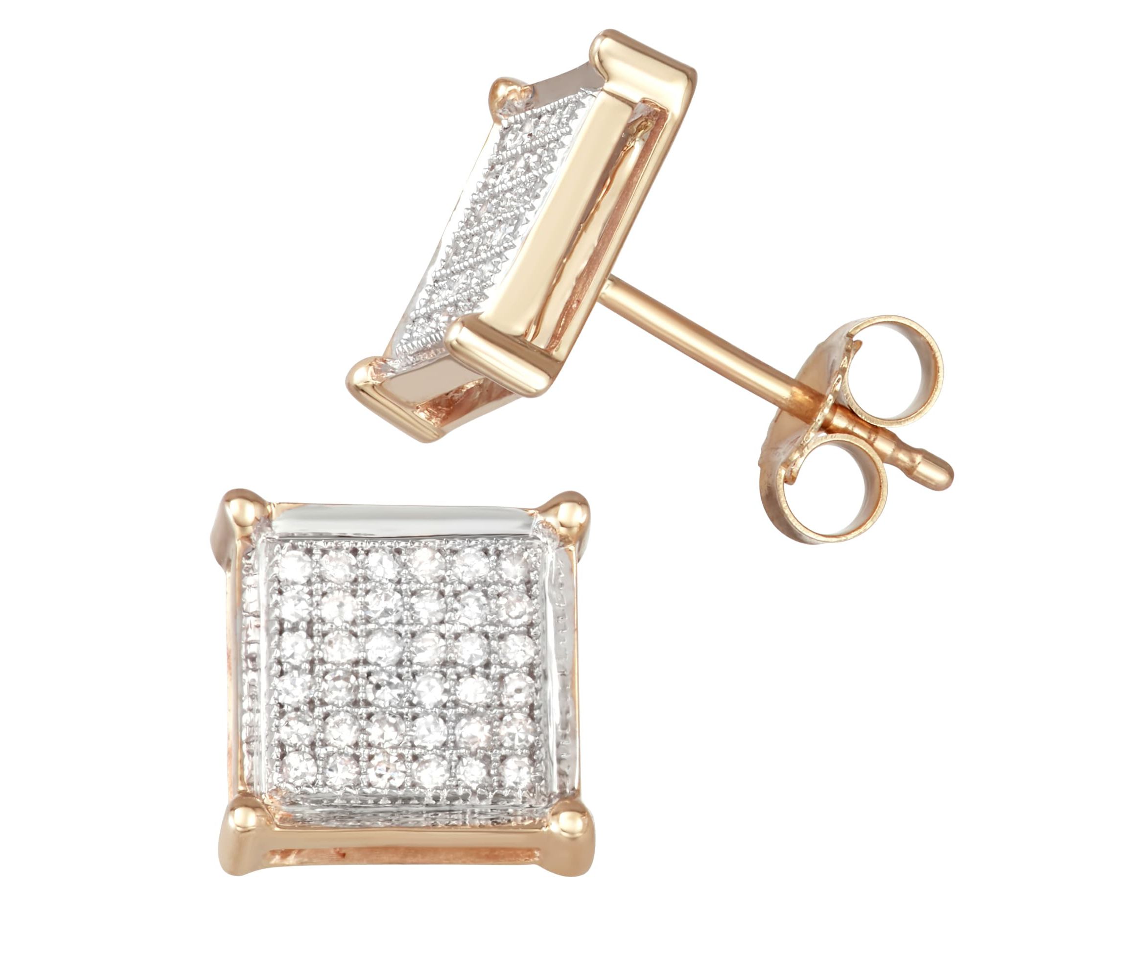 1/4 CTTW Diamond Square Shape Stud Earrings in 10KY