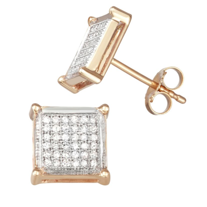 1/4 CTTW Diamond Square Shape Stud Earrings in 10KY