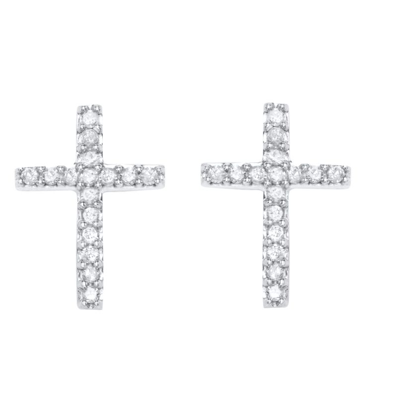 1/4 CTTW Diamond Sterling Silver Cross Earring