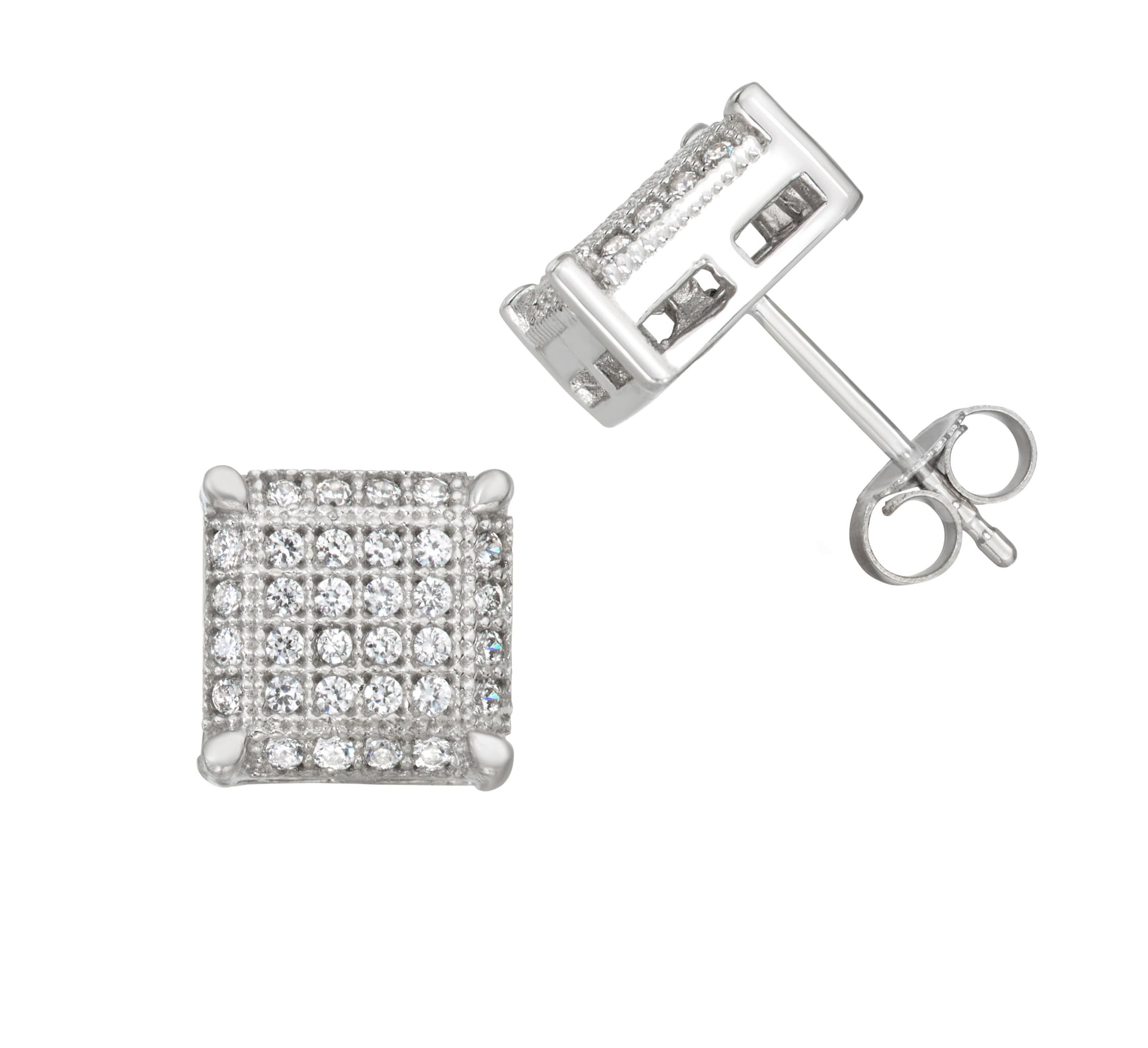 1/3 CTTW White Diamond Square Stud Earring in Sterling Silver