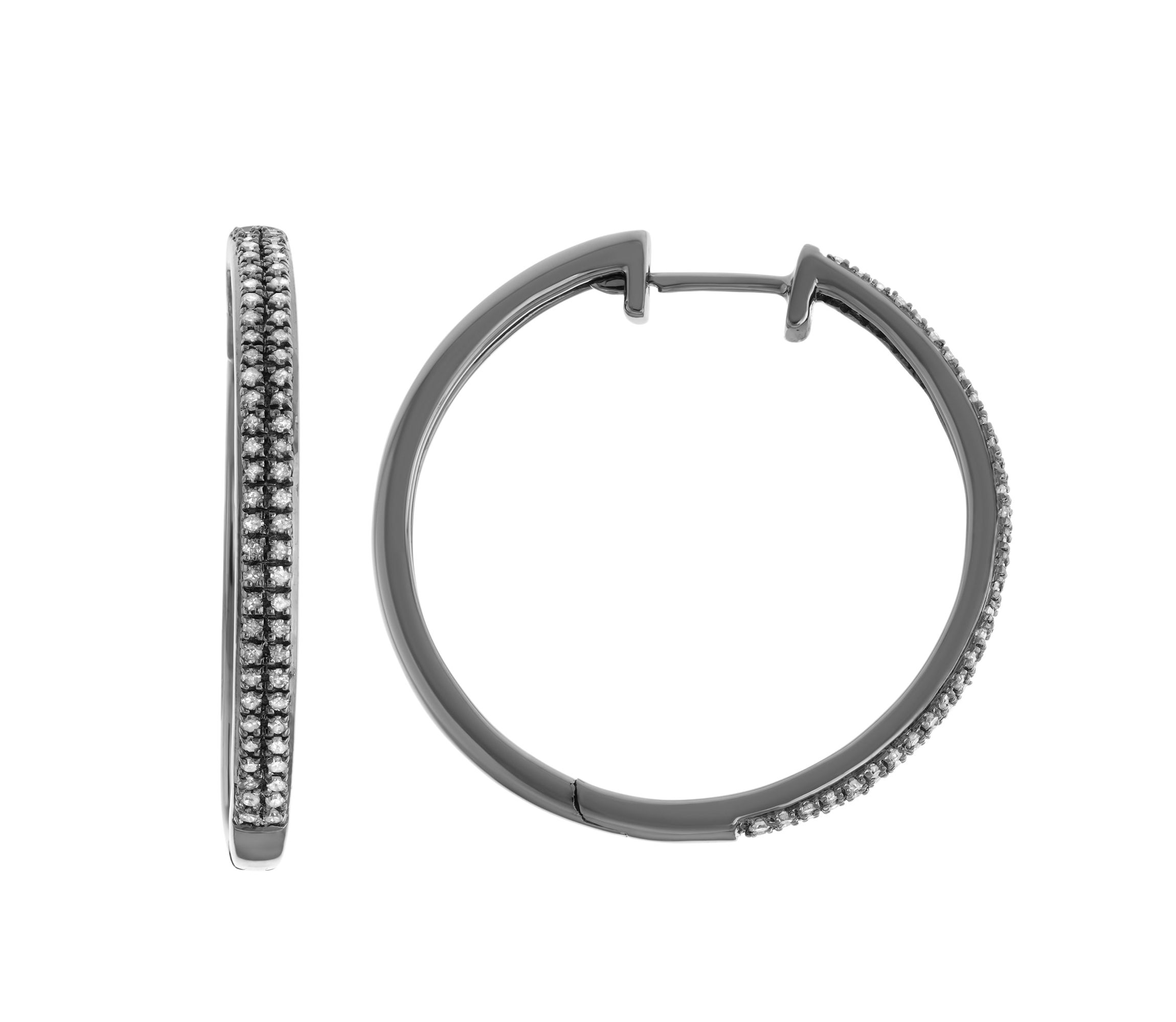 1/2 CTTW Two Row Diamond Hoop With All Black Rhodium in Sterling Silver
