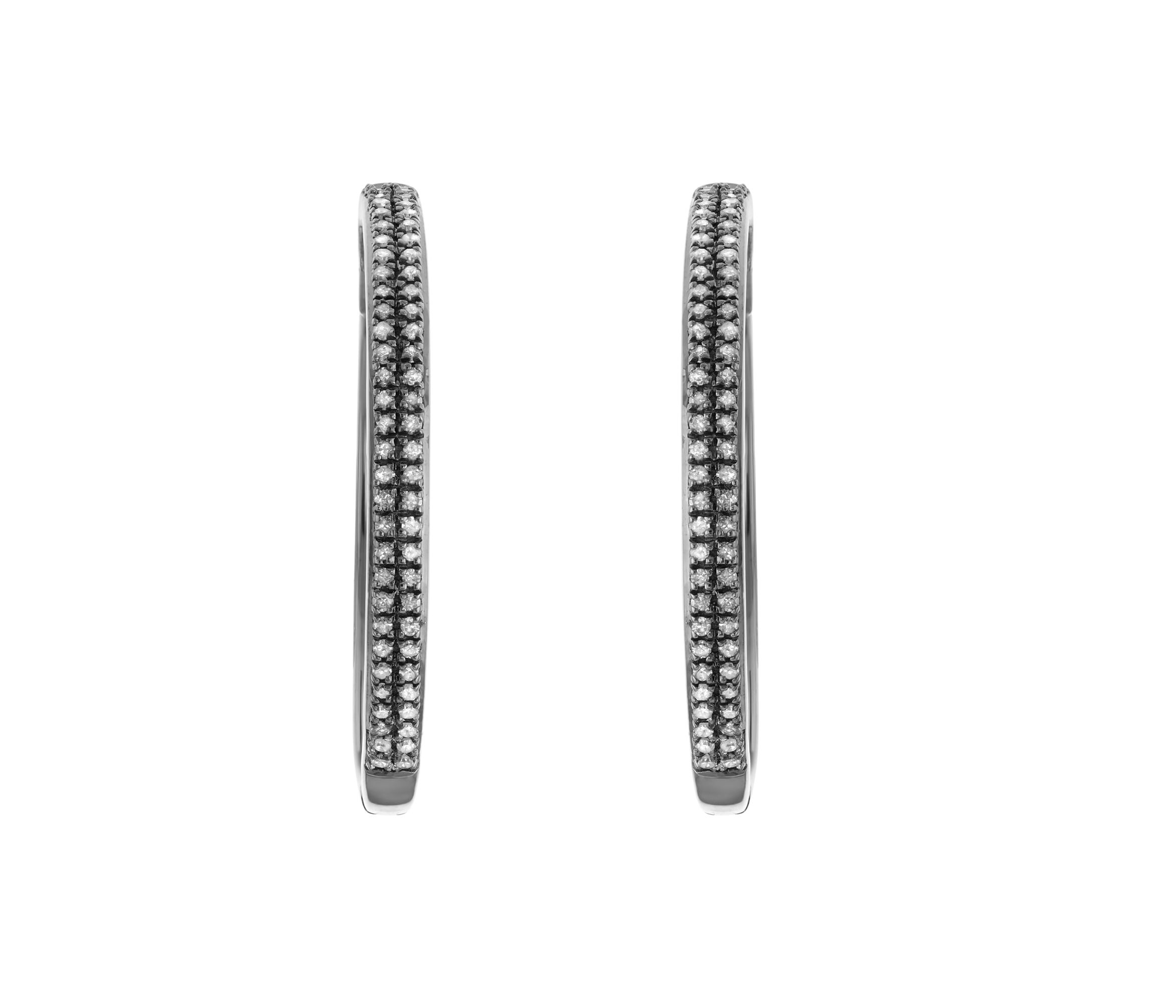1/2 CTTW Two Row Diamond Hoop With All Black Rhodium in Sterling Silver
