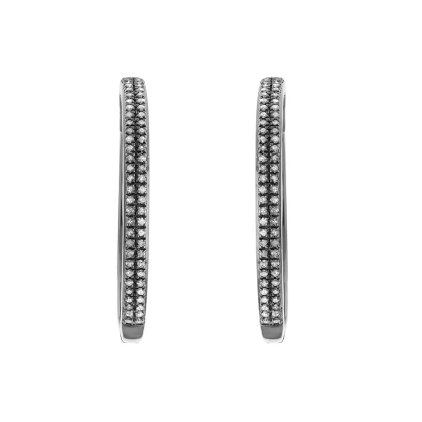 1/2 CTTW Two Row Diamond Hoop With All Black Rhodium in Sterling Silver