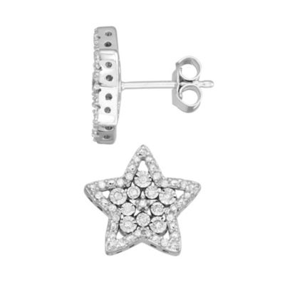 MyDiamondBox 1/4 CTTW Miracle Plate Star Shape Diamond Earrings in Sterling Silver