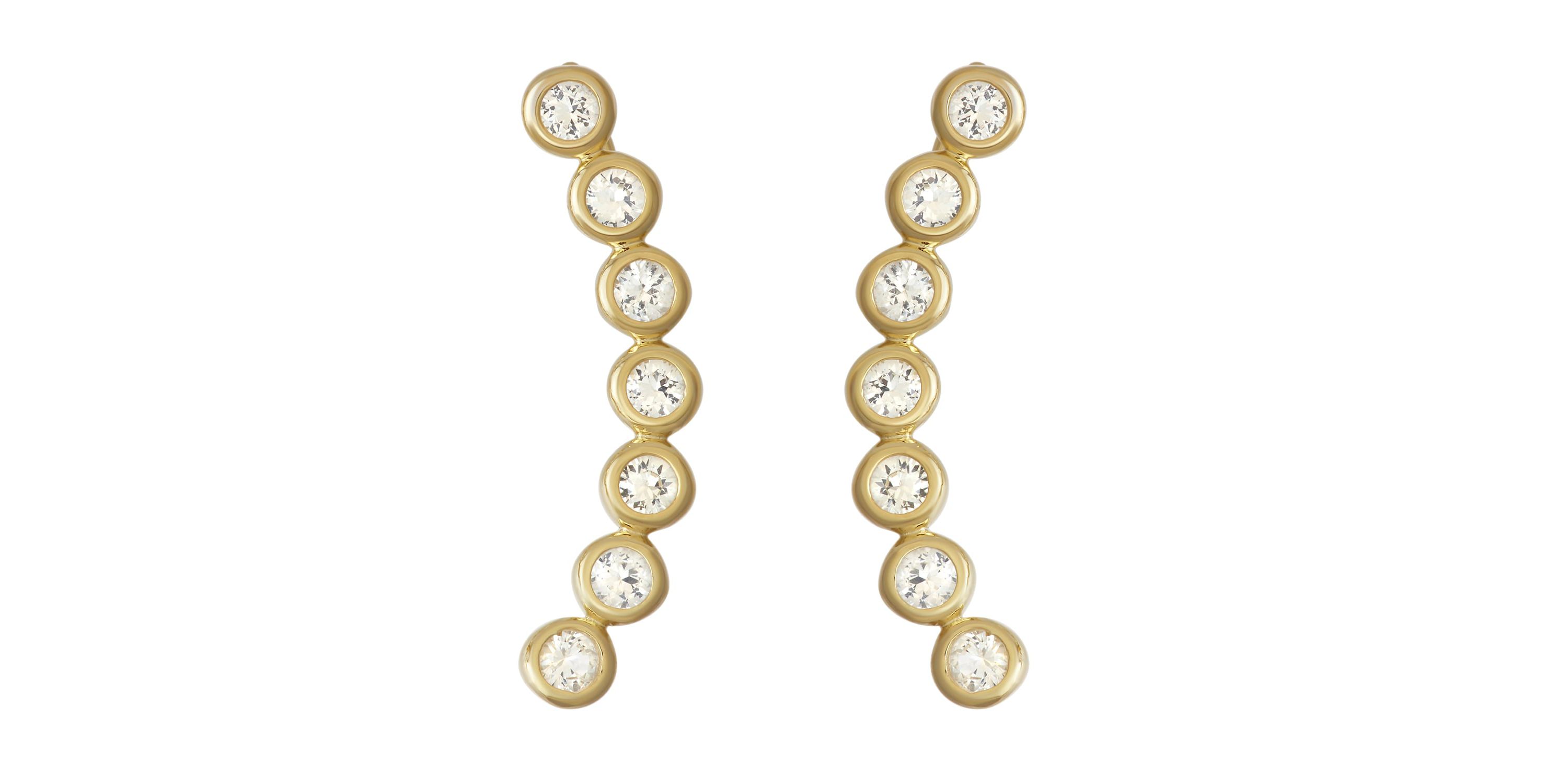 3/4 CTTW Bezel Set White Sapphire Earrings in Yellow Gold Plated Sterlng Silver