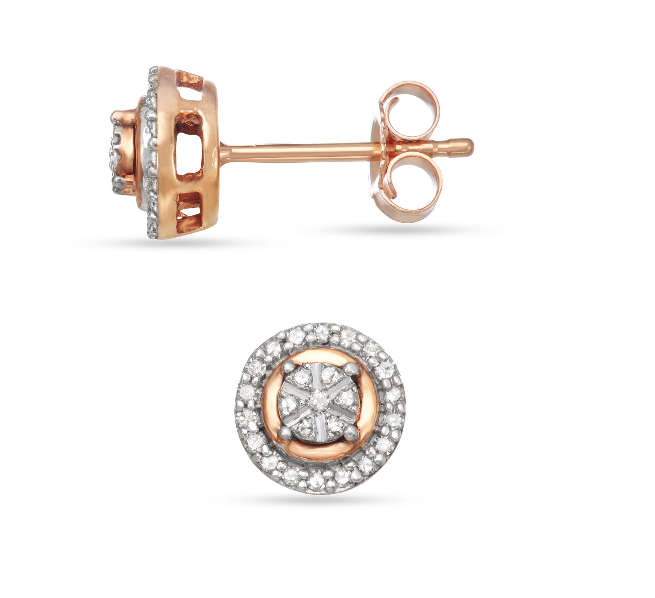 1/4 CTTW Diamond Halo Stud Earring With Pizza Pie Miracle Plate in Sterling Silver