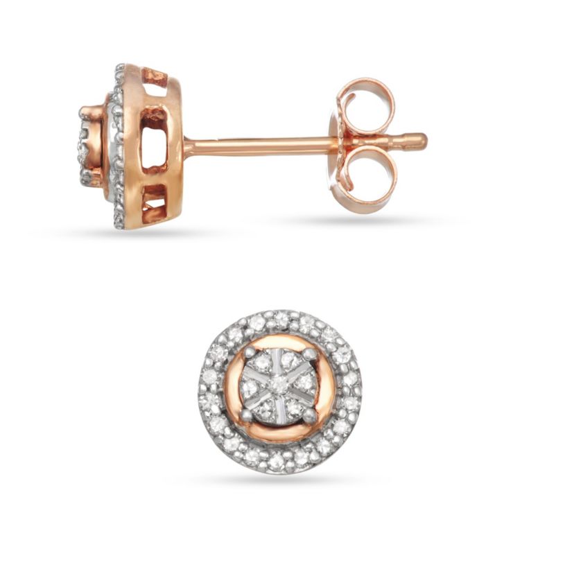 1/4 CTTW Diamond Halo Stud Earring With Pizza Pie Miracle Plate in Sterling Silver