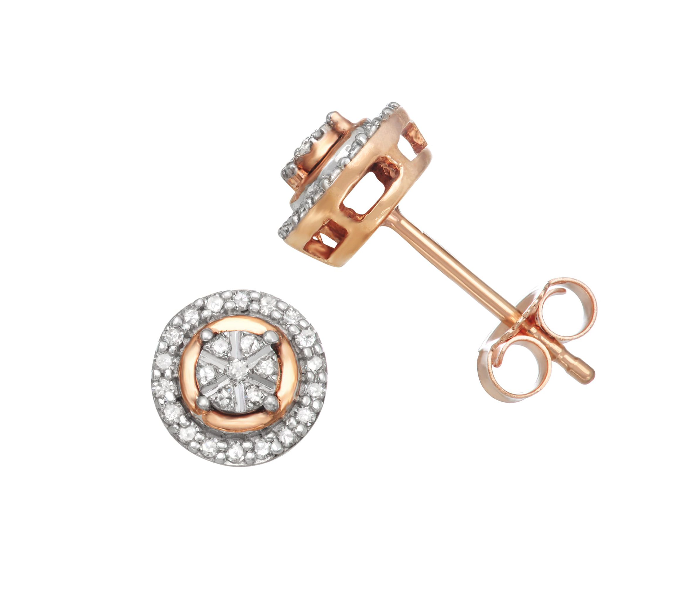 1/4 CTTW Diamond Halo Stud Earring With Pizza Pie Miracle Plate in Sterling Silver