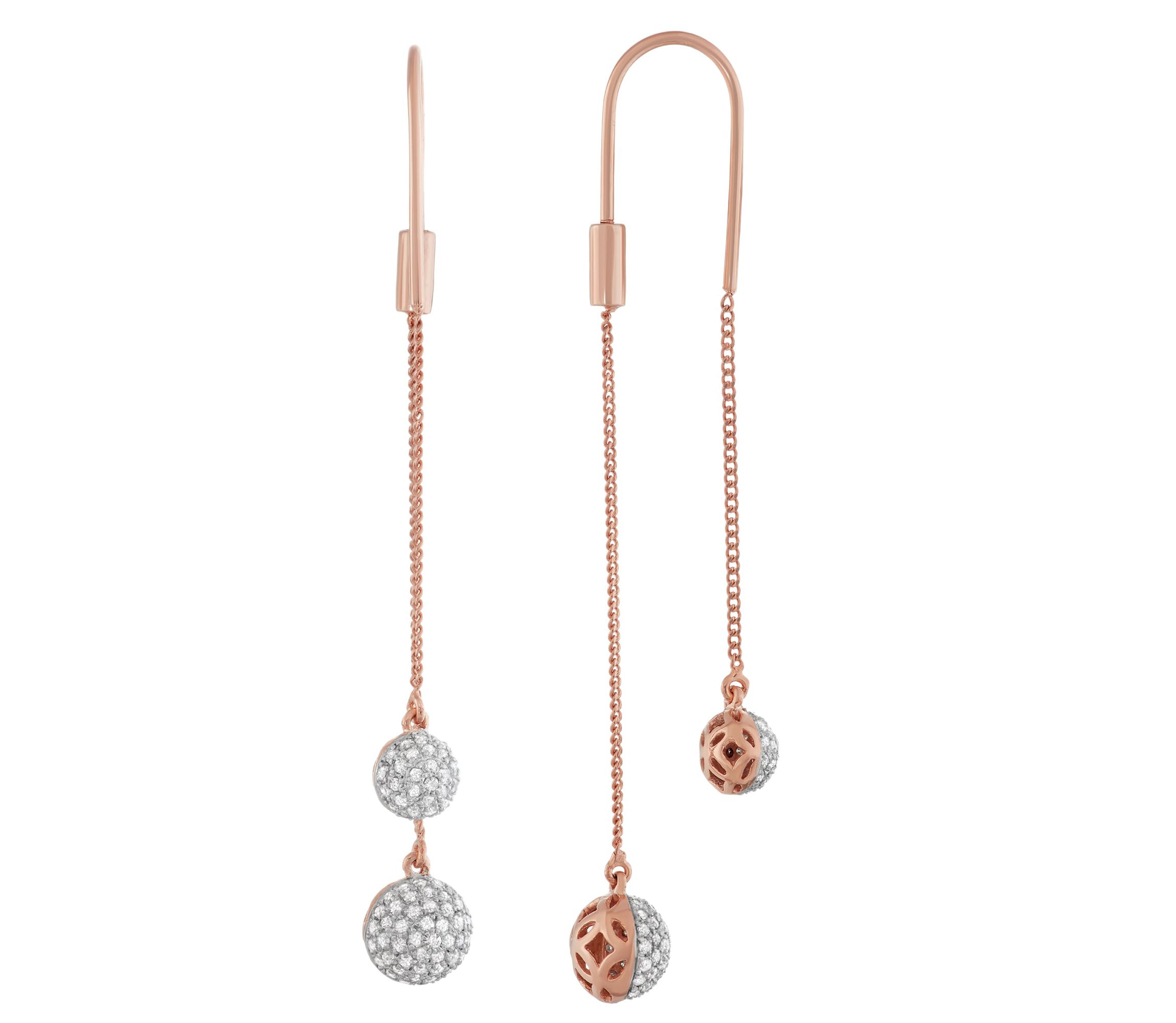 3/4 CTTW Diamond Dangling Earrings in Sterling Silver