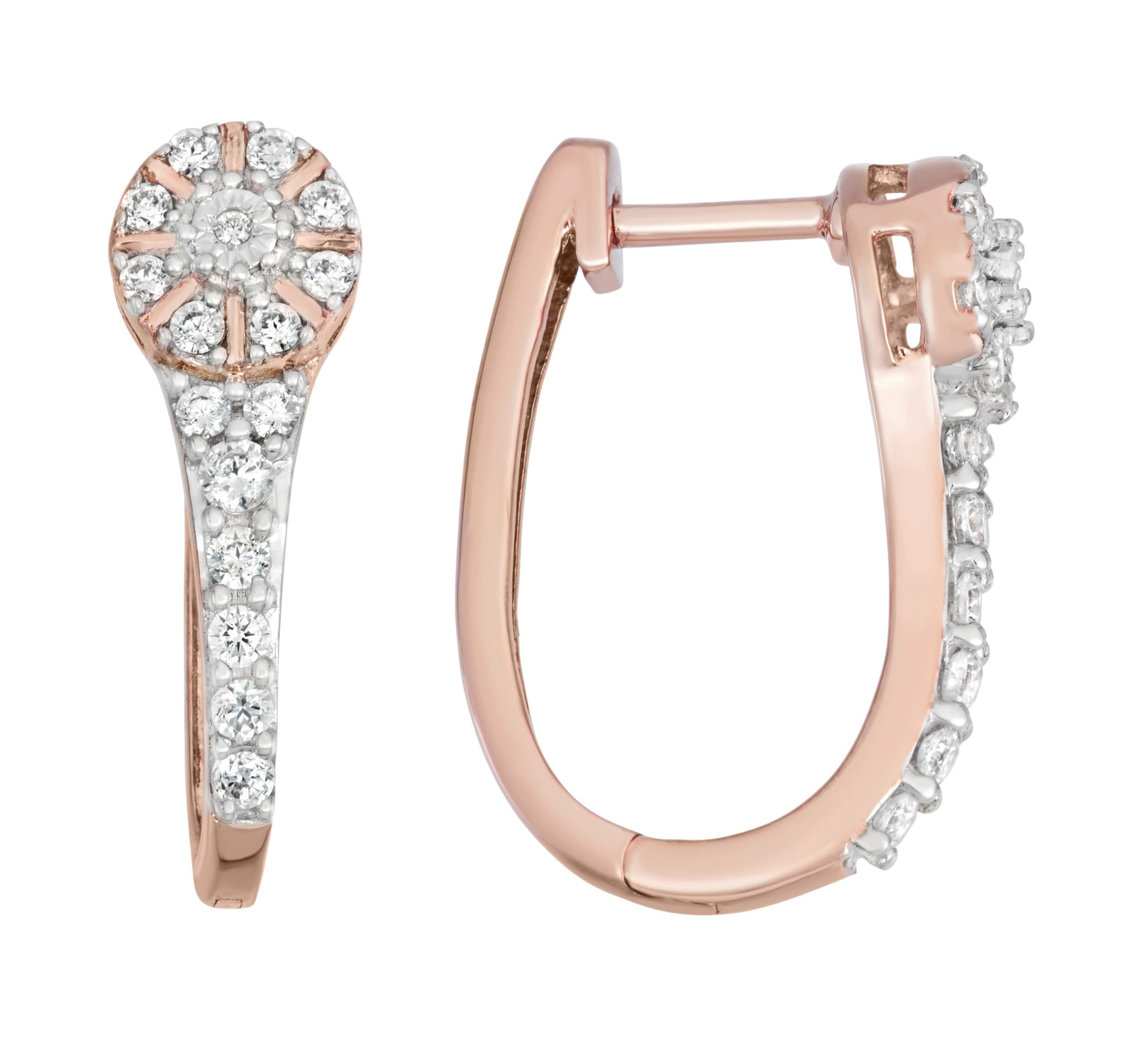 1/3 CTTW Hoop Earrings in Rose Gold Plated Sterling Silver