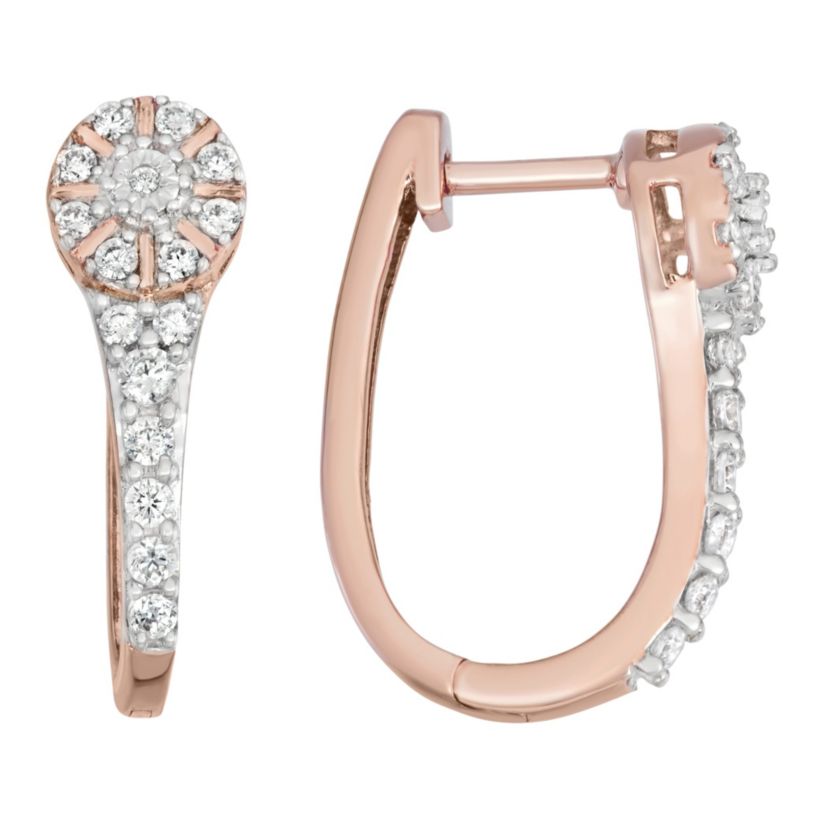 1/3 CTTW Hoop Earrings in Rose Gold Plated Sterling Silver