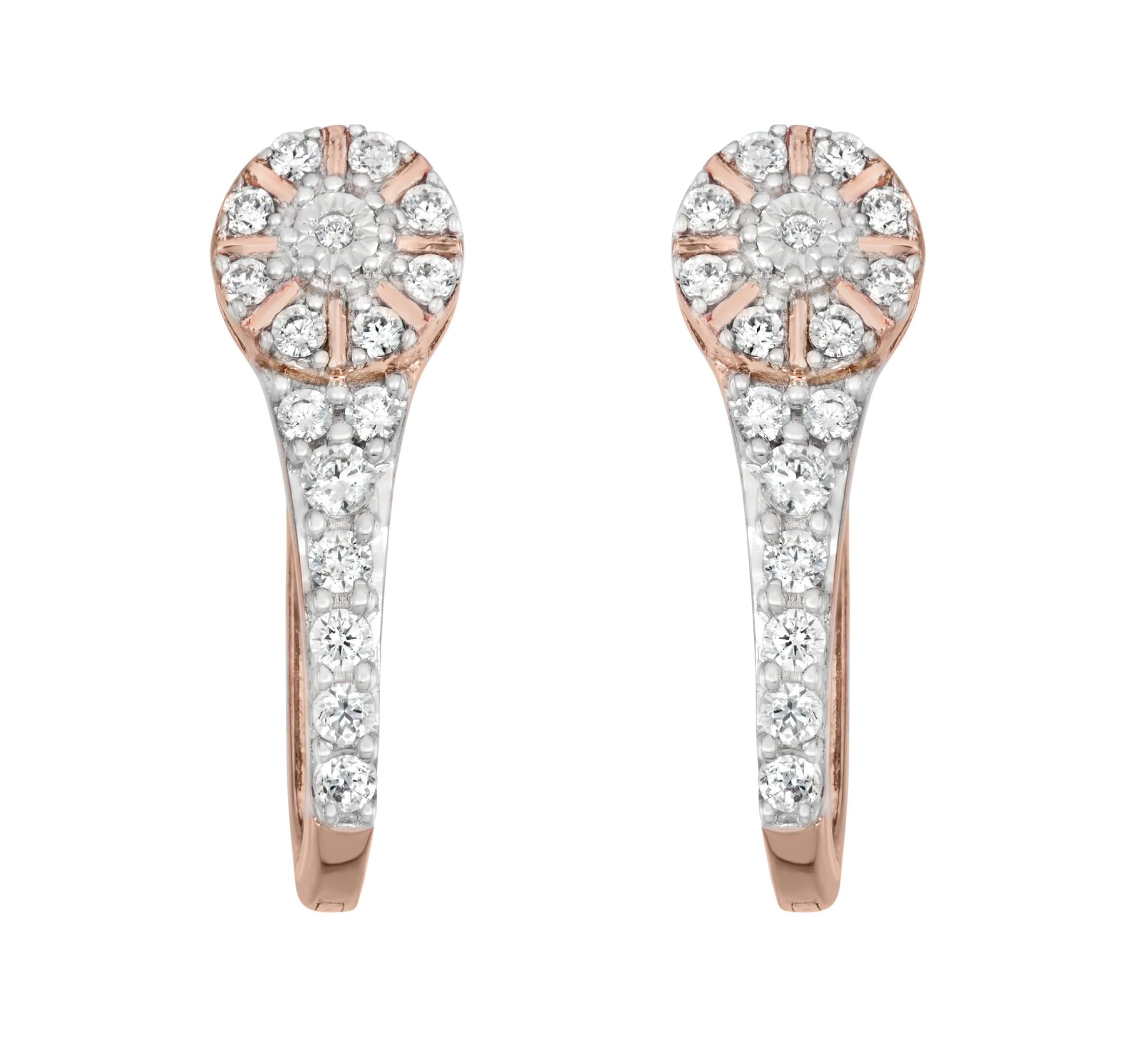 1/3 CTTW Hoop Earrings in Rose Gold Plated Sterling Silver