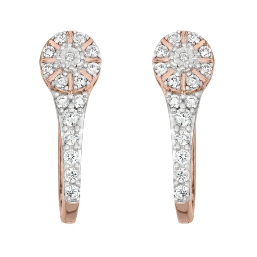1/3 CTTW Hoop Earrings in Rose Gold Plated Sterling Silver