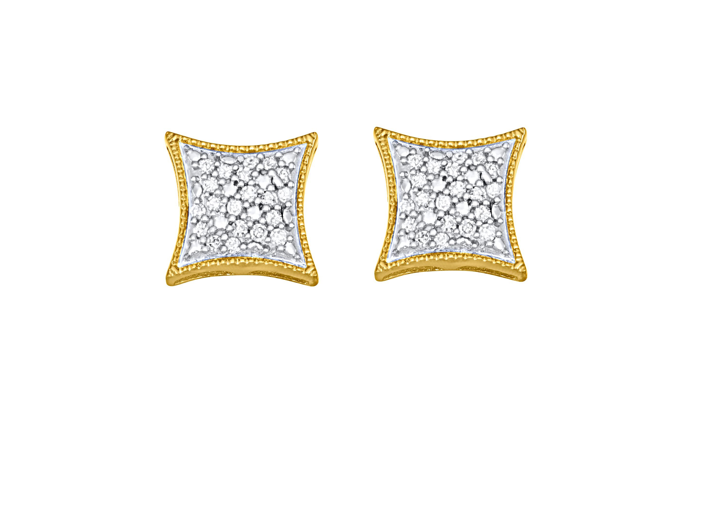 1/10 CTTW Marquise Shape Stud Earrings in Yellow Gold Plated Sterling Silver