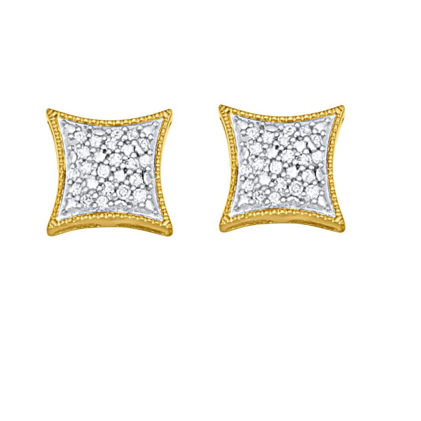 1/10 CTTW Marquise Shape Stud Earrings in Yellow Gold Plated Sterling Silver