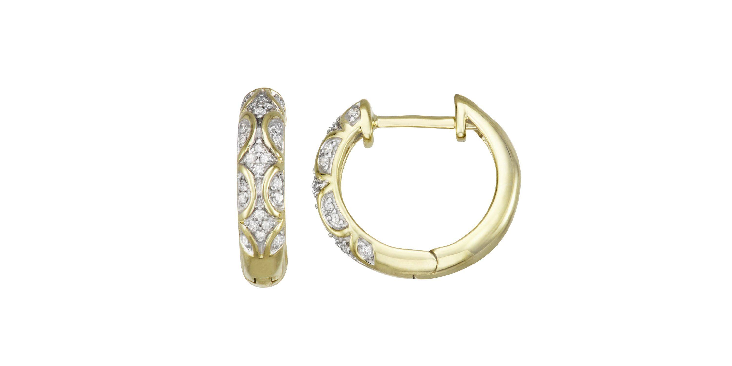 1/6 CTTW Diamond Hoop Earrings in 10KY