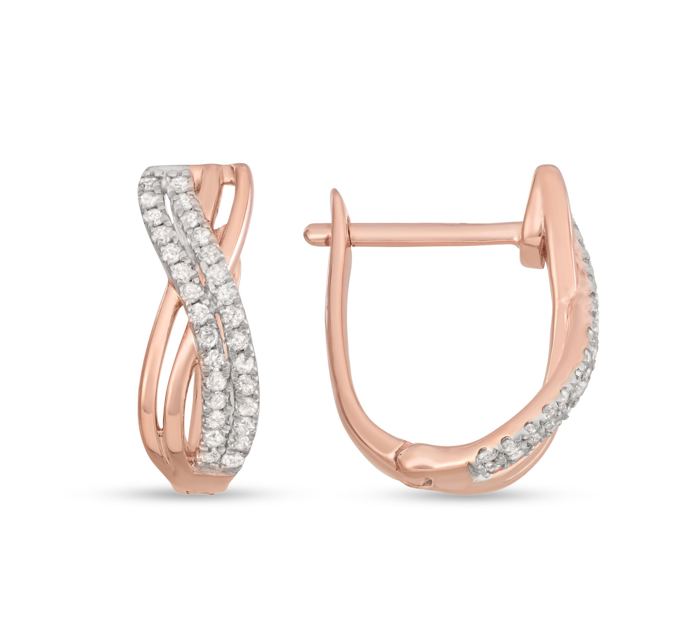 1/5 CTTW Diamonds Hoops in Rose Plate Sterlng Silver